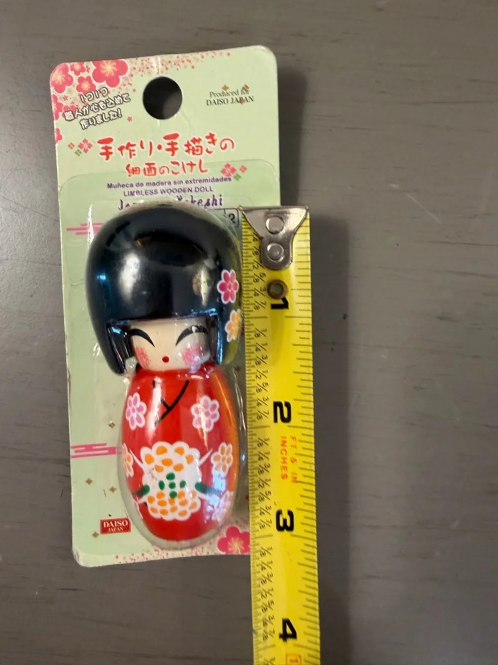 Daiso Japanese Kokeshi Wooden Painted Charm Doll 3